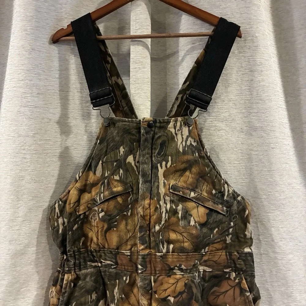 Vintage 80s Mossy Oak Made In USA Realtree‎ Camo Overall Men Bib Size Large